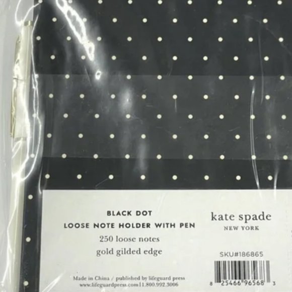 kate spade black dot loose note holder with pen nwt - Picture 3 of 4